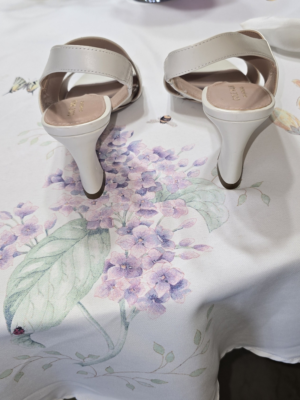 COLE HAAN Women's Cream Slingback Block Heel Sandals - Picture 5 of 5